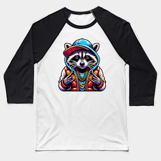 Funny Racoon Rapper Vintage Retro Baseball T-Shirt